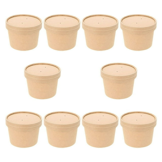CHUANK Ice Cream Cups 10 Sets with Lid Dessert Paper Bowl Bowls Cardboard Food Containers