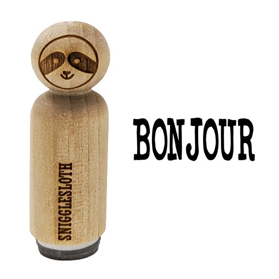 Bonjour Hello Fun Text Rubber Stamp for Scrapbooking Crafting Stamping - Mini 1/2 Inch