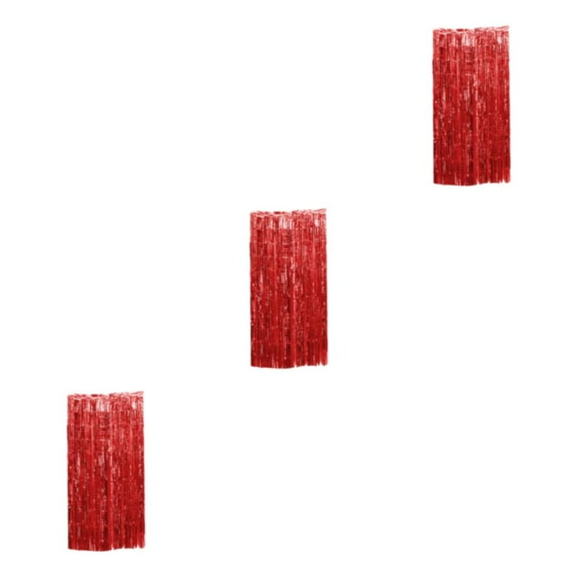 ZheElen Rideau à Franges Grand Application pour Fête d'Anniversaire Toile de Fond Décorations de Fête d'Anniversaire Rideau en Guirlande Rideau en Feuille Rouge 6.5 Pieds 3Ensemble