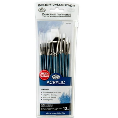 Royal & Langnickel Assorted Shape White Taklon Art Brushes 10 piece