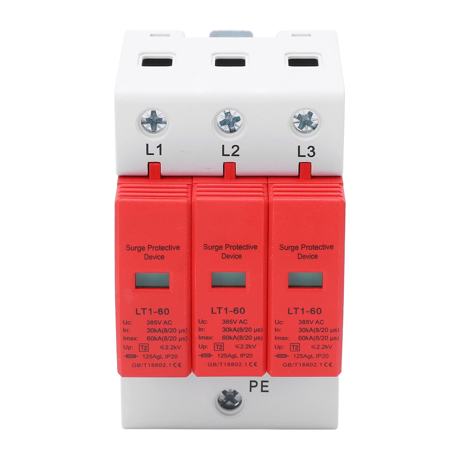 House Surge Arrester 3P 60KA 36mm DIN Rail Protector For Protection