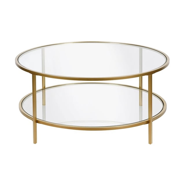 Henn&Hart Table Basse Ronde en Métal avec Plateau en Verre