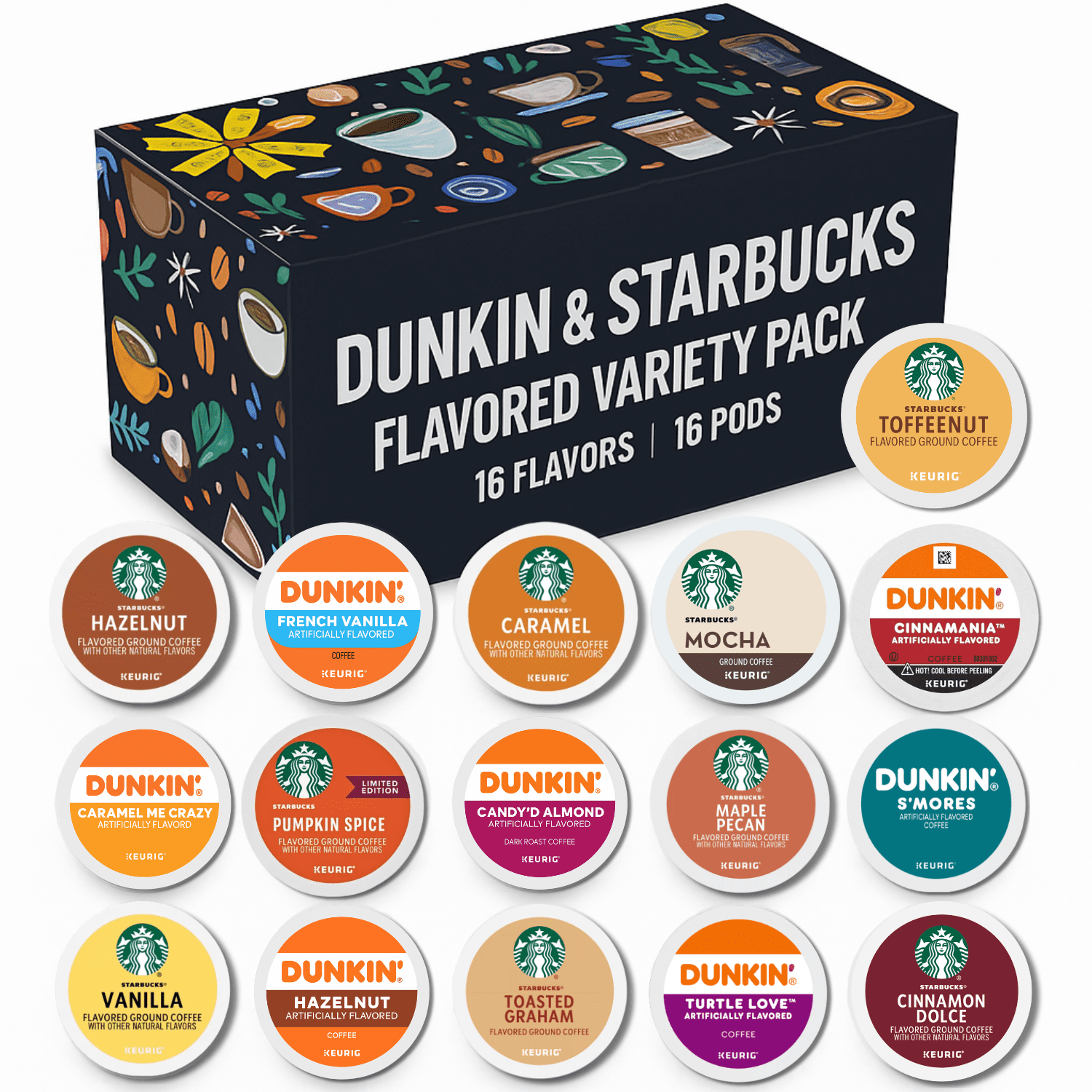 Crazy Cups Flavored Coffee Pods, Variety Pack, 20-Count, Keurig