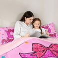 thumbnail image 4 of spefrowx Dreamy Princess D Letter Full Size Bedding Sets for Kids, Kawaii Cartoon Stars Bow Full Size Bed in a Bag, Pink Reversible, 7pcs, 4 of 6