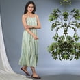 thumbnail image 2 of Globus Women Variegated Stripes Smocked Cotton Tiered A-Line Midi Dress With Embroidered Belt, 2 of 5