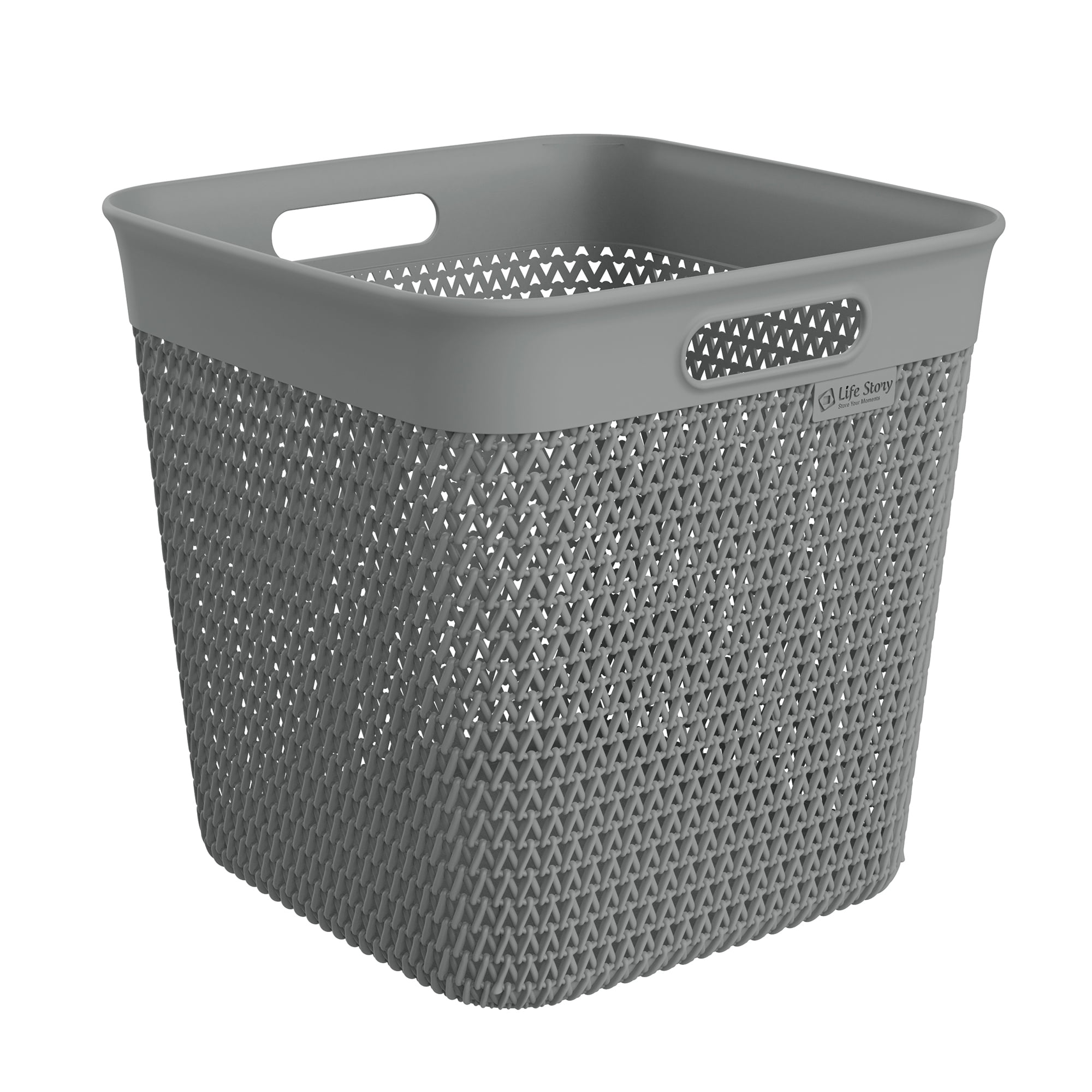 Life Story 26 Quart Decorative Storage Basket, XL Plastic Home Organizer, Gray, 4 Pack