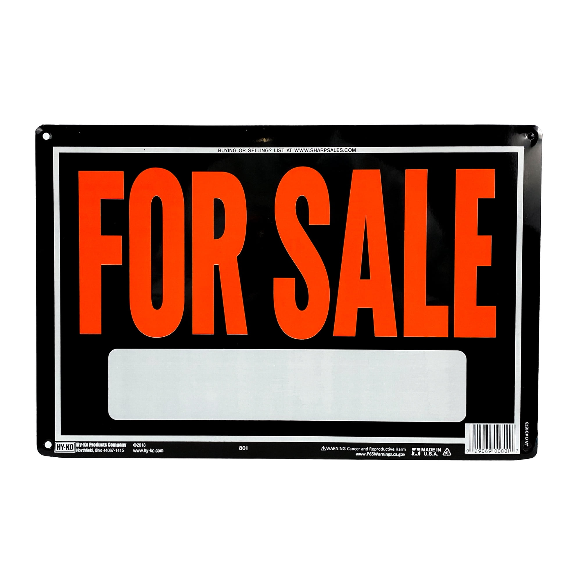 Hillman 840028 Black & Red For Sale Sign 15" x 19" 