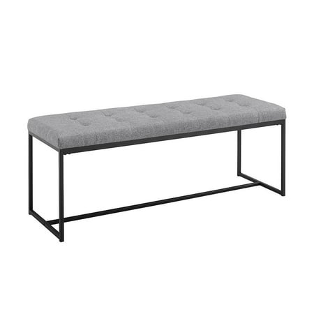 48" Tufted Upholstered Bench with Metal Base - Grey