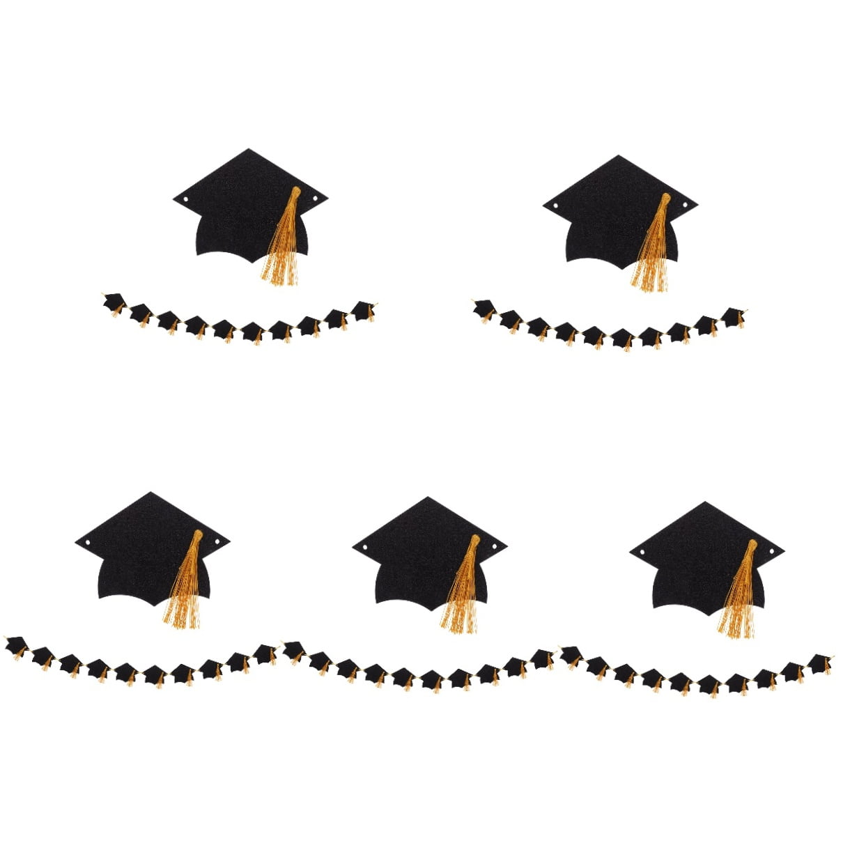 Worgeous 5-Piece Graduation Cap Garland Banner, Graduation Party Decoration Hanging Banner for Celebration