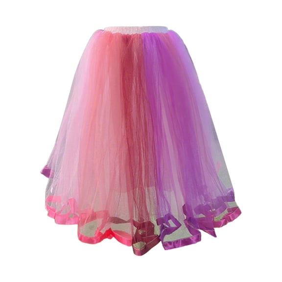 oqasdz Skirts for Women High Waisted Colorful Layered Mesh Asymmetrical Heam Design Casual Flowy A Line Elastic Waistband Party Wear