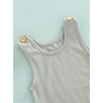 thumbnail image 5 of Cenuakty Baby Summer Suspenders Jumpsuit, Toddlers Solid Color Sleeveless Short Rompers for Girls, Boys, 0-3 Years, 5 of 8