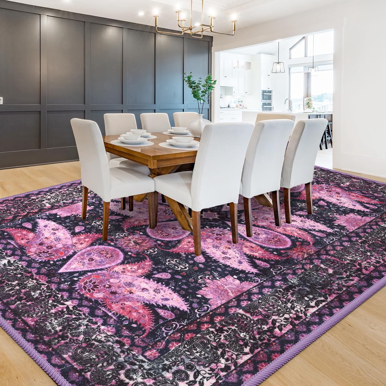 Ultrug Vintage Rugs Soft Accent Area Rug for Bedroom Living Room Home Decor Boho Carpet,5'x8',Purple