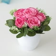 thumbnail image 4 of Ludlz Artificial Flowers in Vase Decor Silk Rose Flower Arrangements Fake Faux Flowers Bouquets In Ceramics Vase Table Centerpieces Holiday Dinning coffee Room Table Kitchen Decoration, 4 of 8