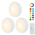 thumbnail image 2 of 6 piezas de luz nocturna con 16 colores cambiables LED Puck iluminaciones Alimentado por batería regulable debajo del gabinete Luces inalámbricas, con 2 controles remotos y función de sincronización Ofspeizc XWJ-A0136-1, 2 of 8
