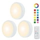 Set of 3 Battery-Powered LED Puck Lights - Dimmable Under Cabinet Lights with 16 Color Options, 1Remote Controls, and Timing Function - image 3 of 4