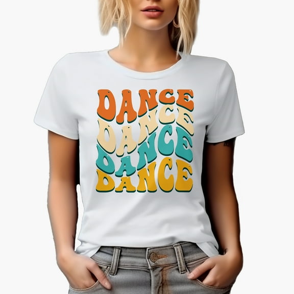 Dance, Dancing or Dancer Themed, Groovy Retro Wavy Text Merch Gift, White T-Shirt, Small