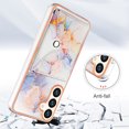 thumbnail image 3 of For Samsung Galaxy S24 Plus Marble Patterned Case with Card Holder, Back Folio Kickstand PU Leather + Soft Crystal Bumper Edge, Magnetic Clasp Back Cover For Samsung Galaxy S24 Plus,Marble #1, 3 of 7