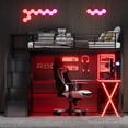 thumbnail image 2 of MODERNLUXE Metal Full Size Loft Bed with Desk and Shelves, Storage Gaming Bed with Wardrobe, Black, 2 of 16