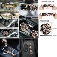thumbnail image 4 of Jeiento Brown Cow Print Car Seat Covers Full Set with Steering Wheel Cover Seat Belt Strap Protector Rearview Mirror Cover Gear Shift Knob Cover Set Cup Holders Keychains Interior Auto Accessory, 4 of 6