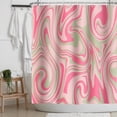thumbnail image 2 of Pink Abstract Shower Curtain Green Wavy Swirl Marble Liquid Background Fabric Shower Curtains Decor Retro Boho Bath Curtain Bathroom Accessories 72x72 Inches, 2 of 6