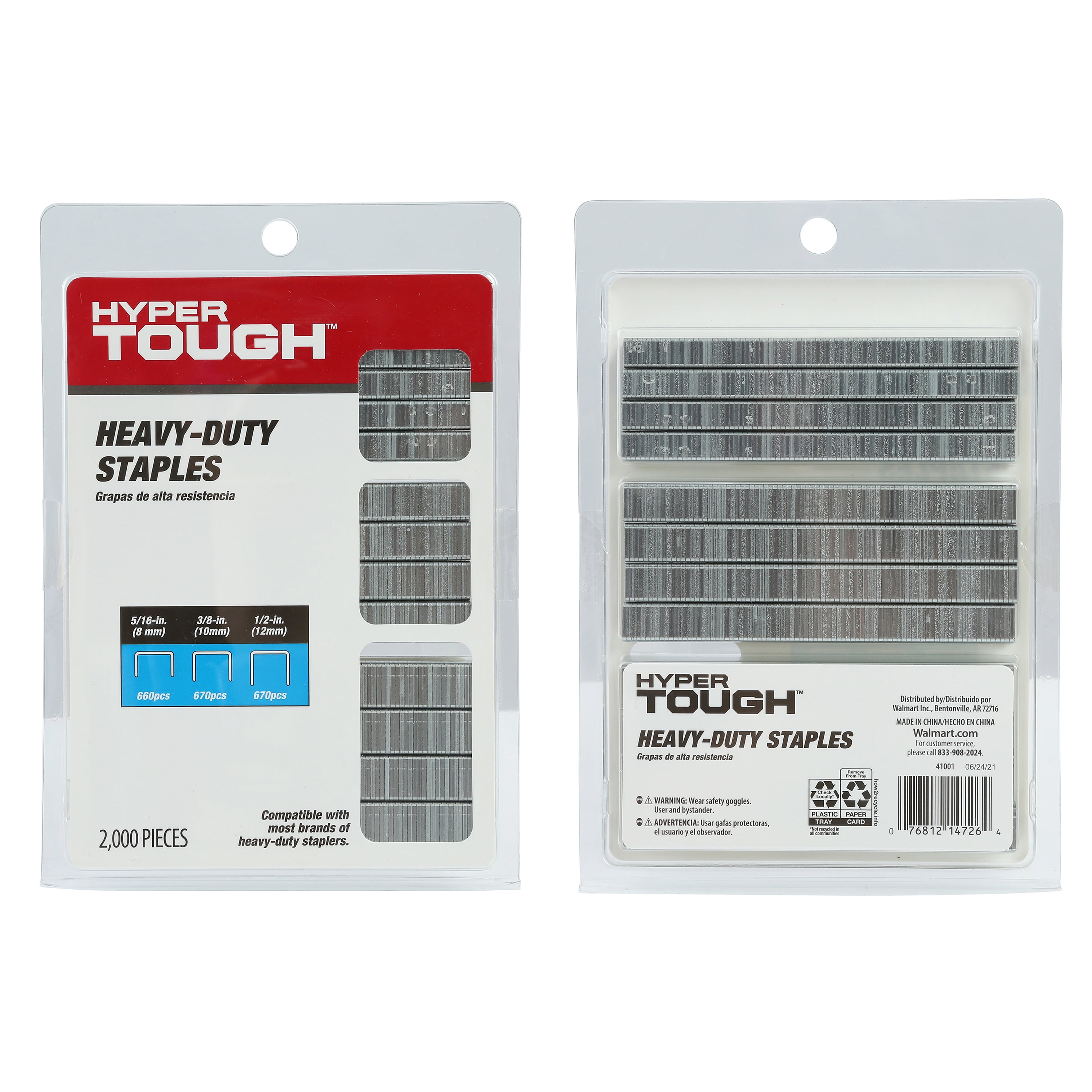 Hyper Tough 2000-Piece Heavy Duty Staple Assortment, Recommended for DIY & Crafting, Multiples Sizes Include 5/16", 3/8", & 1/2"