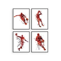 Basketball Wall Art Prints - Set of 4 (8x10) Unframed Basketball Posters - Basketball Room Decor For Men Kids Teenagers - Basketball Poster Set For Bedroom Man Cave - Basketball Wall Decor - Basketbal