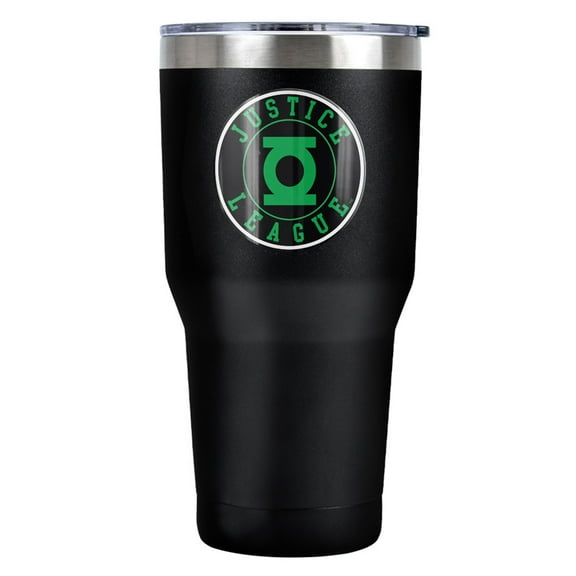 Justice League Athletic Green Lantern Justice League Logo Stainless Steel Tumbler 30 oz Coffee Travel Cup, Vacuum Insulated & Double Wall with Leakproof Sliding Lid