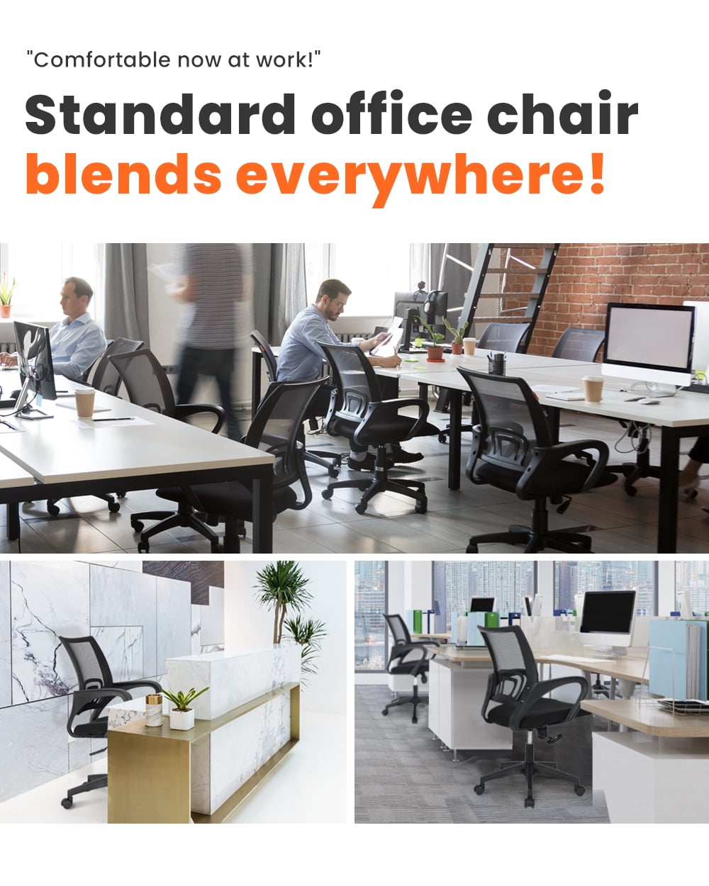 NEO CHAIR Office Desk Computer Chair Ergonomic Mesh Gaming Cushion Seat with Comfy Lumbar Mid Back Support Adjustable Height Swivel Rolling Wheels for Home Task (2 pk - Black)