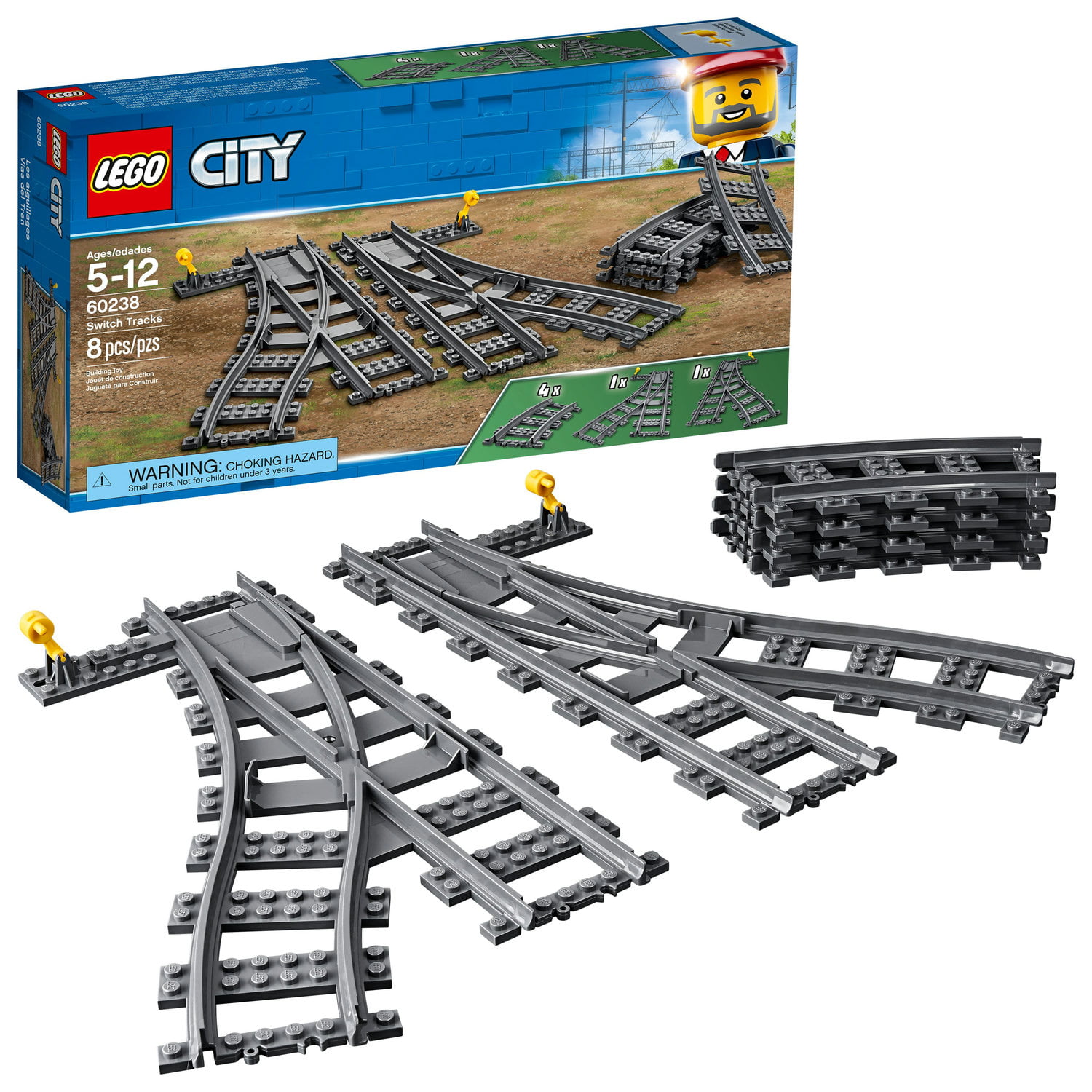LEGO City 8 x Curved Track Train Rails NEW BULK LOT 