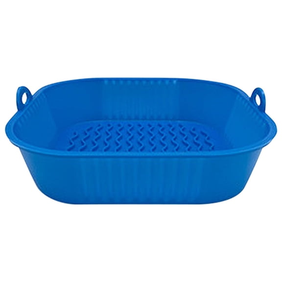 Matoen Silicone Air Fryer Liners Reusable Baking Tray Flower Shaped Fryer Tray Pad Blue