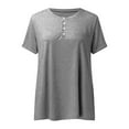 thumbnail image 4 of MAWCLOS Ladies T Shirt Solid Color Tops V Neck Tee Comfy Street Short Sleeve Blouse Gray S, 4 of 7