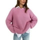 thumbnail image 3 of Suéter europeo y americano para mujer, estilos de otoño e invierno, suelto, cuello redondo, color sólido, manga larga, estilo perezoso, chaqueta de punto, ropa para mujer, 3 of 6