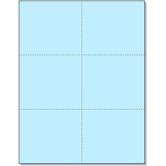 Laser Printer Blank Perforated Cards 6 up per Page, for School Registration Cards, Flower Delivery Cards, Inventory Tags, Wedding Response Cards, RSVP Cards, Trip Tickets, ETC, 300 Blue Cards