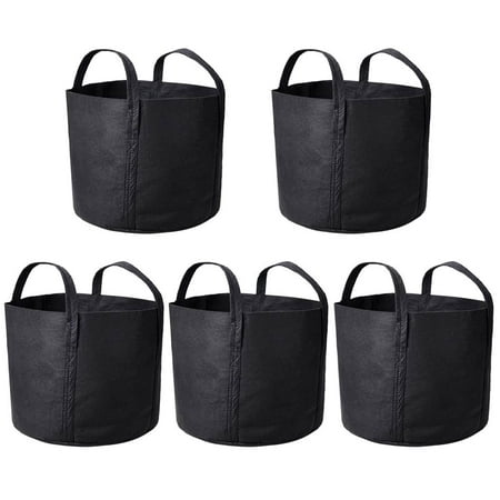 Yescom 5 Pack Grow Bags Fabric Pots Root Pouch with Handles Flower Vegetable Planting Container 7 (Best Vegetables To Grow In Garden Box)