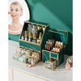 thumbnail image 5 of Makeup Organizer Green– Large Vanity Organizer for Skincare, Lipsticks, Perfume & Brushes – Countertop Cosmetic Storage Box for Women, Bathroom or Dresser., 5 of 12