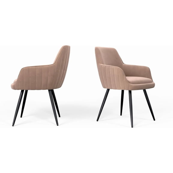 Nmkwnr Pack of 2 Upholstered Accent Chair with Metal Legs, Modern Armchair for Living Room, Dining Rom, Office, Brown