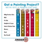 White , Zinsser Flat Bulls Eye 1-2-3 Interior/Exterior Multi-purpose Water-based Primer- Gallon, 1 Pack