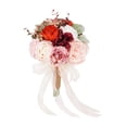 thumbnail image 4 of Ramo de novia para novia, ramo de novia con cintas, elegantes flores artificiales. Rosa rosa, 4 of 9