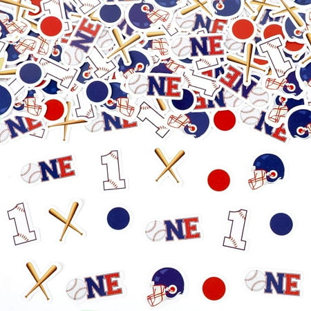 Kreatwow Baseball Confetti Baseball Décoration 1er anniversaire Chauve-souris de baseball rouge et bleue Décoration de table Baseball Décoration d'anniversaire Baseball Sports Baseball Fête
