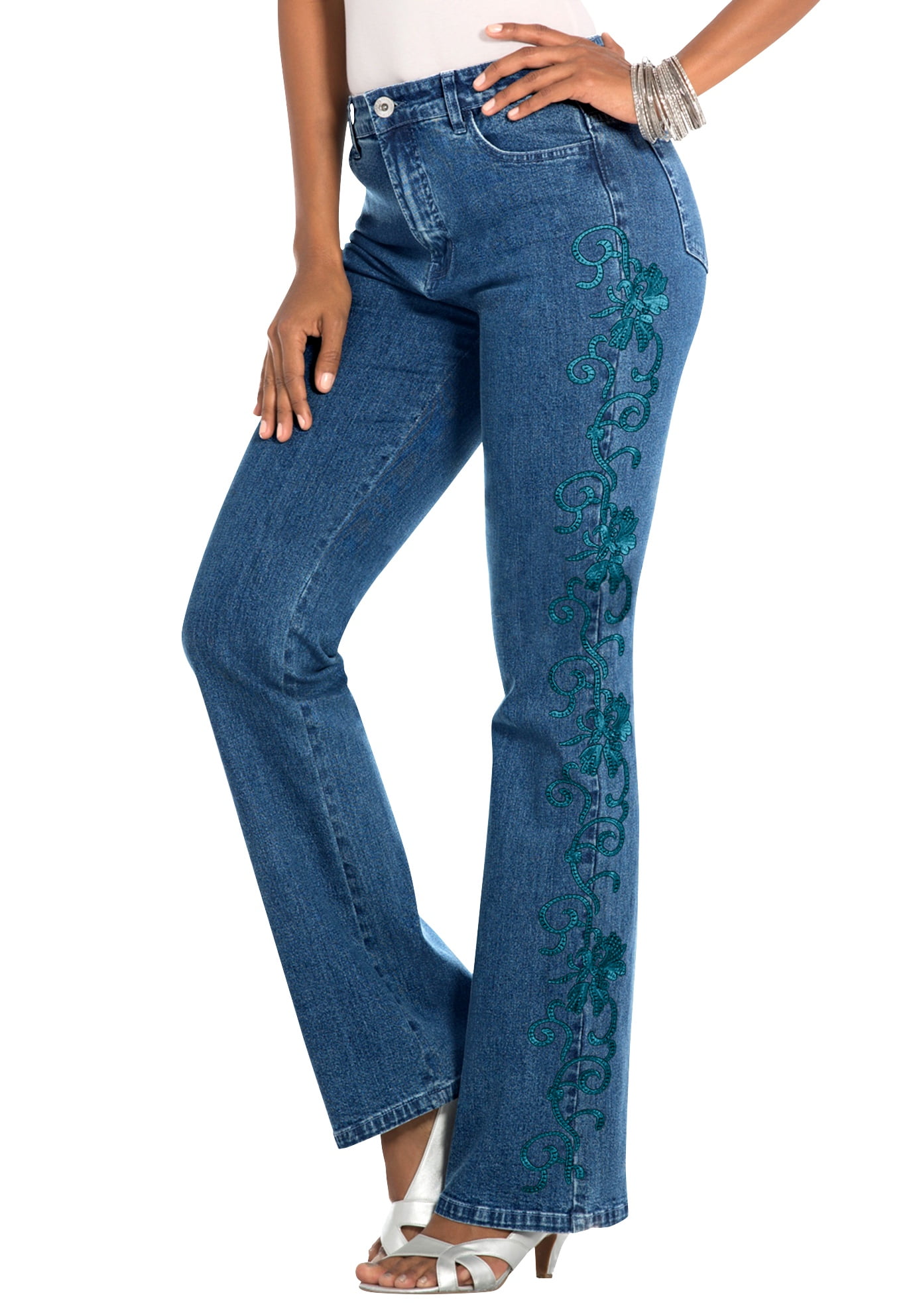 women's embroidered bootcut jeans