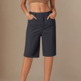 thumbnail image 2 of zbxnLI Womens Straight Leg Shorts Knee Length High Waist Stretch Summer Casual Work Shorts with Pockets, 2 of 4