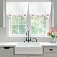 thumbnail image 5 of Watercolor Wildflower Tie Up Curtain 63 Inches Long, Spring Pink Blue Yellow Flower Leaf Balloon Style Kitchen Window Curtain Over Sink, Small Window Rod Pocket Curtain 42"x63", 5 of 9