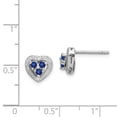 thumbnail image 2 of Solid 925 Sterling Silver Diamond and Sapphire Blue September Gemstone Heart Button Post Studs Earrings 8mm (.01 cttw.), 2 of 3