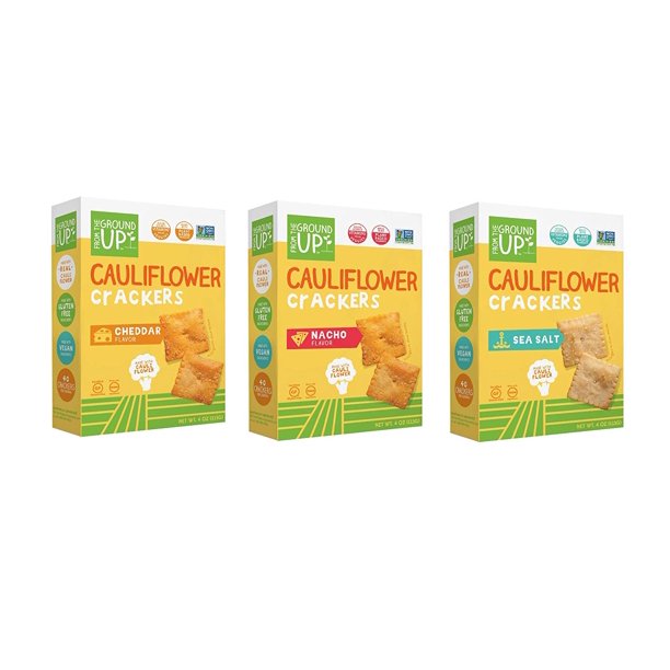 From the Ground Up Cauliflower Crackers, 3 Flavor Variety Pack, 4 oz