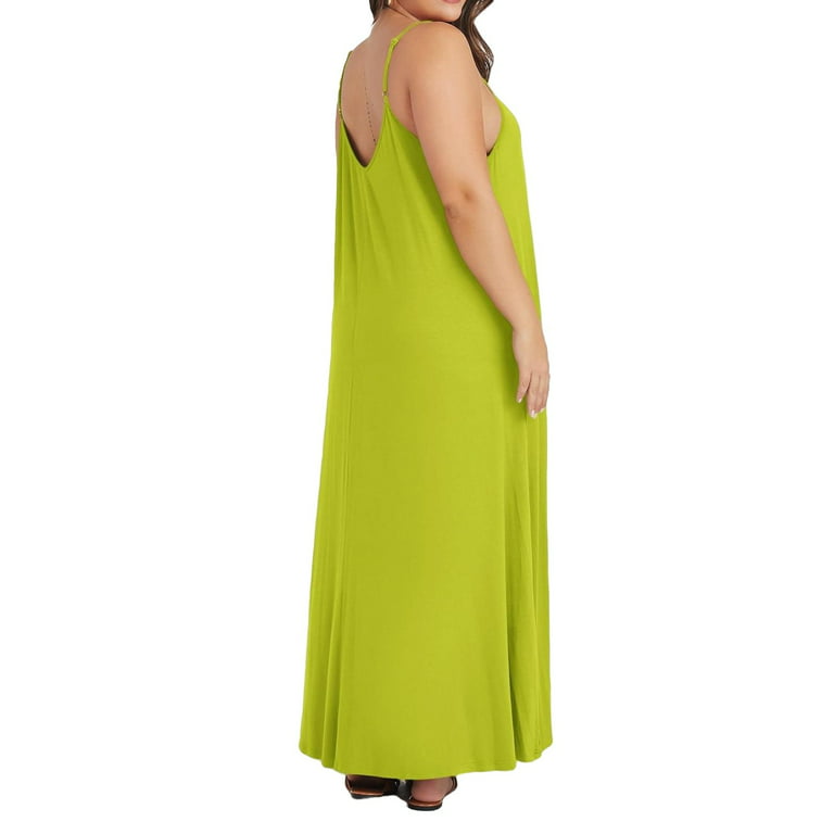 Womens Plus Size Spaghetti Strap Cami Dress Green 3XL - Walmart.com