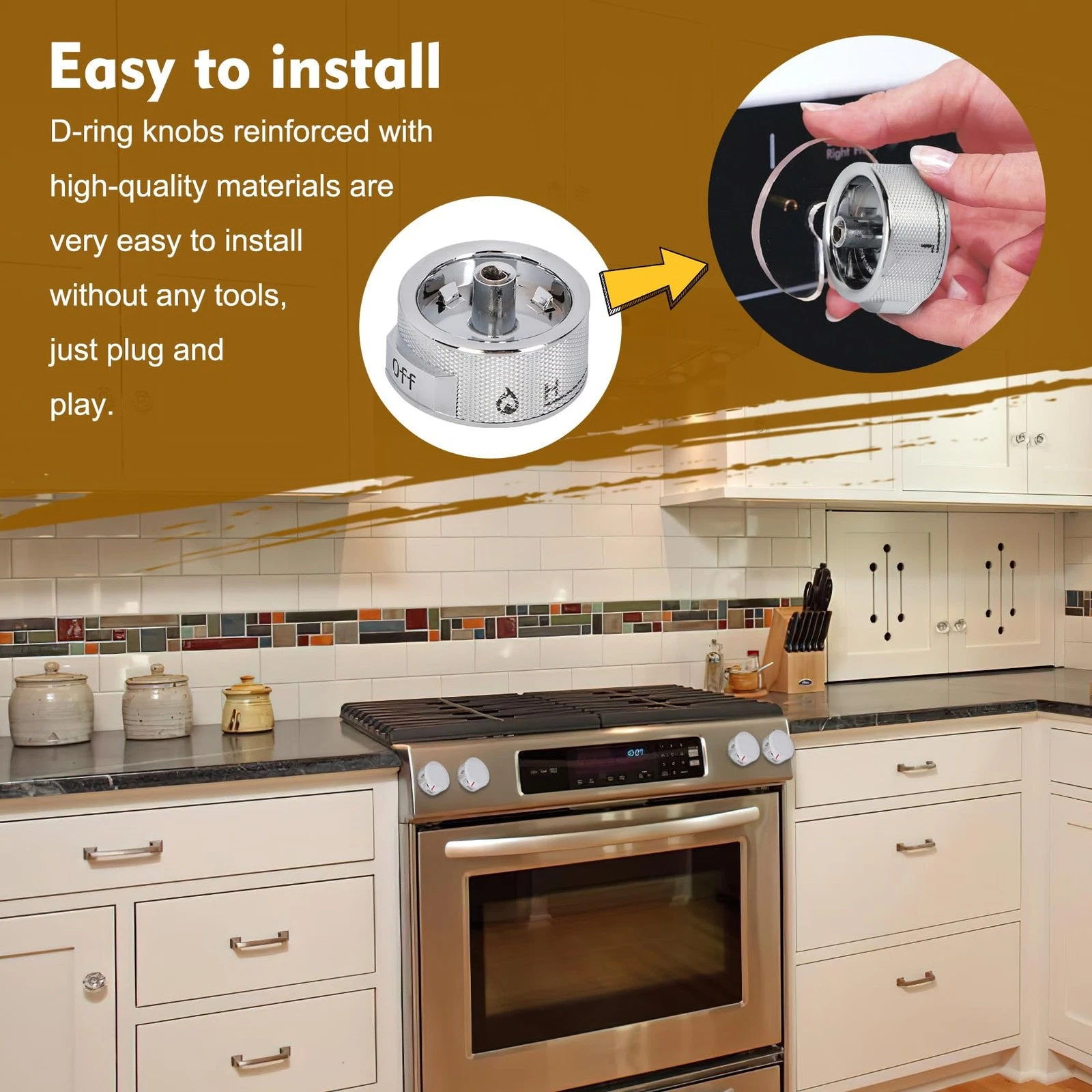 Aniceparthy W11030413 5 Pack Stove Control Knob Replacement for Whirlpool KitchenAid Ranges Replaces W10643306,W10786063,W11027434, AP6038805,PS11770322,EAP11770322
