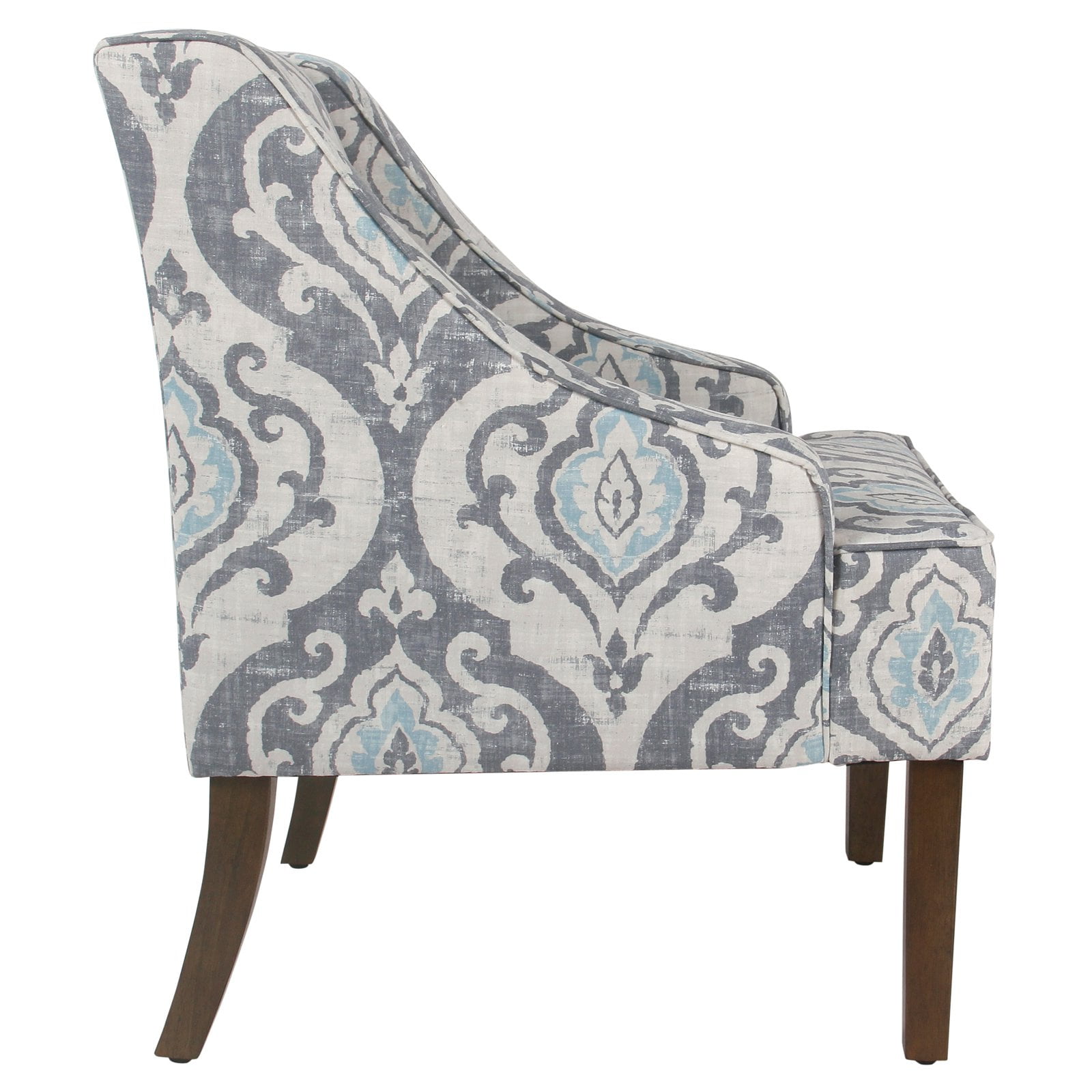 HomePop Classic Swoop Accent Chair - Blue and White Damask