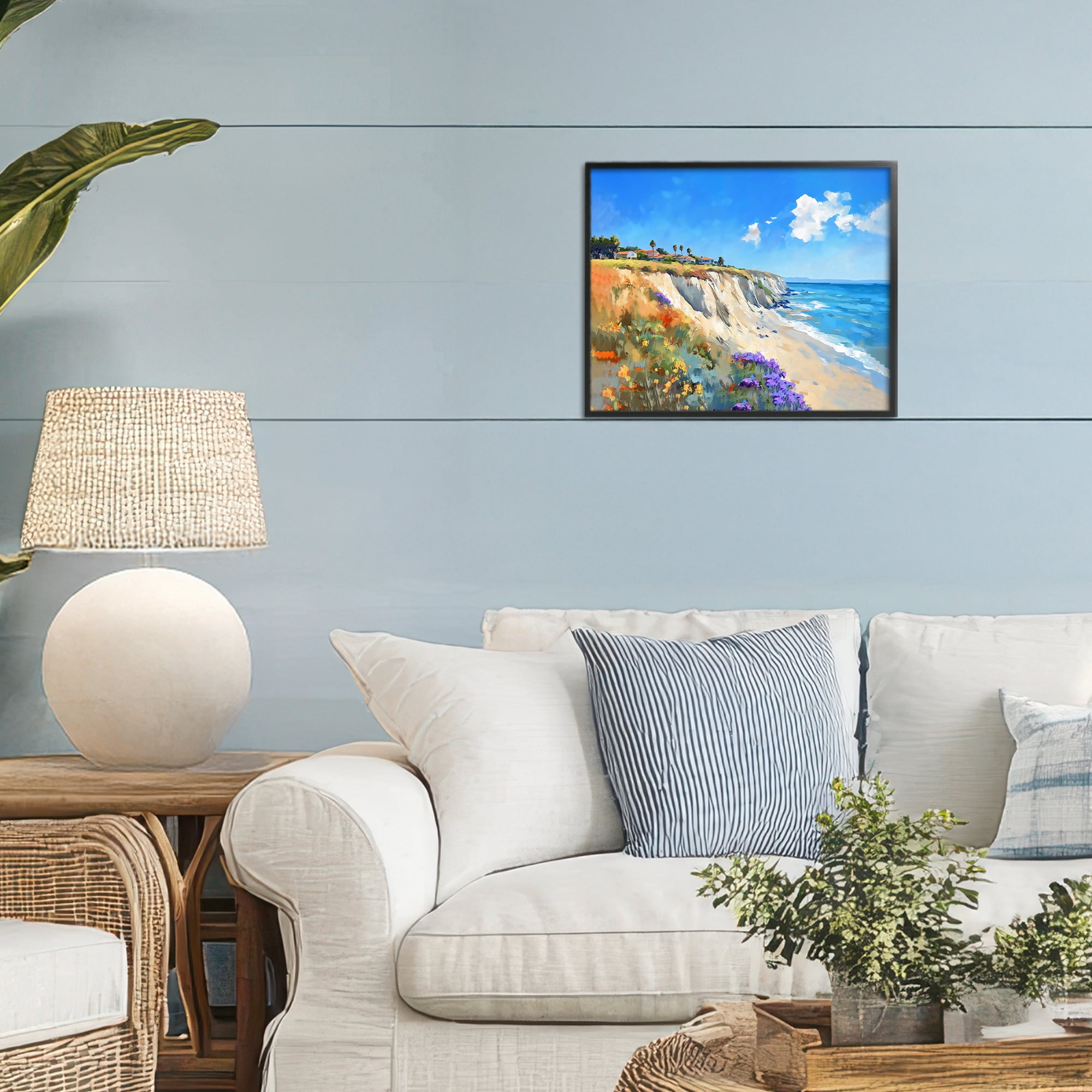Stupell Industries Coastal Wildflower Field Black Framed Giclee Art, design by The Prints Vibe