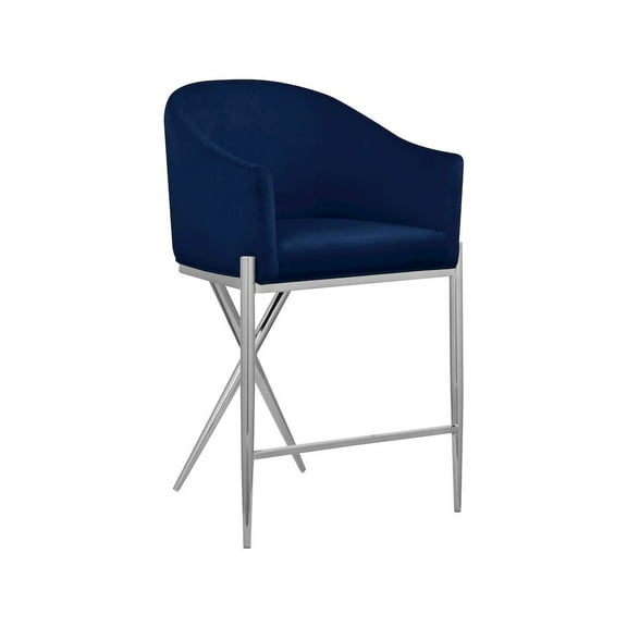 Meridian Furniture Xavier Navy Velvet Counter Stool