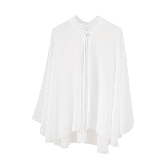 Milaget Women Chiffon Shawl Wrap Chiffon Cape Casual Sleeveless Sunscreen Summer Cycling White